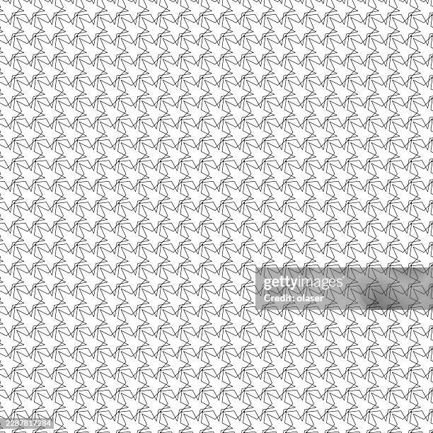 dense repeating black line pattern of small interlocking star-like triangles on a white background, creating a delicate geometric surface with a subtle hand-drawn look. - star pattern stock illustrations