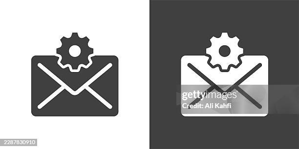 email settings glyph solid icon. solid icon that can be applied anywhere, simple, pixel perfect and modern style. - direct mail postcard stock illustrations