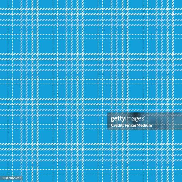plaid blue textured vector pattern - gingham pattern stock illustrations