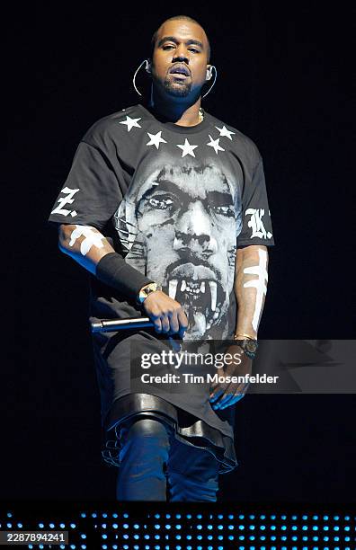 Kanye West performs during the "Watch The Throne Tour" at HP Pavilion on December 14, 2011 in San Jose, California.