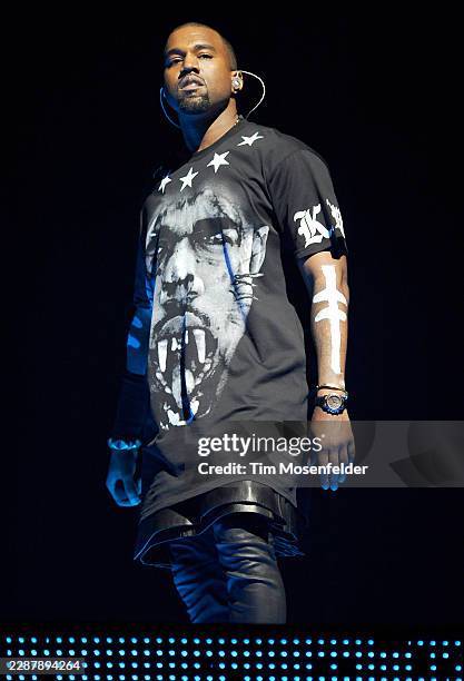 Kanye West performs during the "Watch The Throne Tour" at HP Pavilion on December 14, 2011 in San Jose, California.