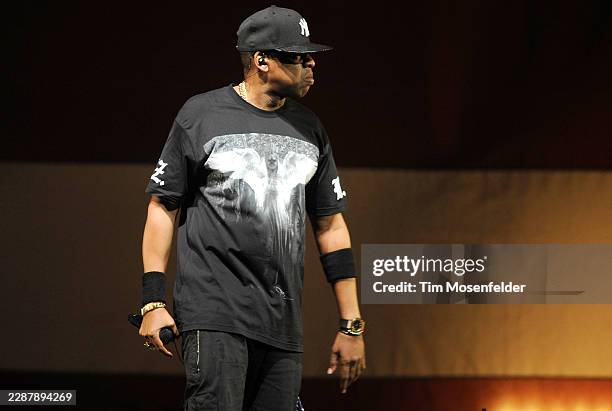 Jay-Z performs during the "Watch The Throne Tour" at HP Pavilion on December 14, 2011 in San Jose, California.