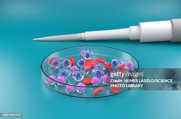 acute myeloid leukaemia research, conceptual illustration - stem cell stock illustrations