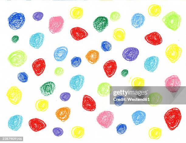 abstract colorful hand-drawn crayon dots pattern - crayons background stock illustrations