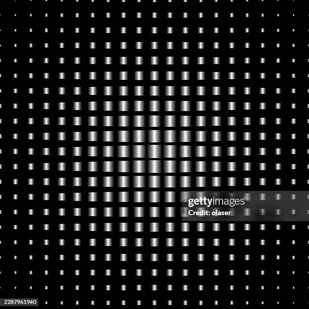 black background with a centered grid of small metallic silver rectangles forming a glowing, symmetrical pattern and subtle depth. - subtle gray background stock illustrations