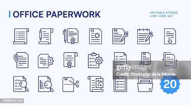 office paperwork line icons - document icon stock illustrations