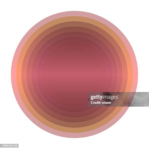 concentric circular bands in warm pink, coral, and orange tones form a smooth gradient disk centered on a plain white background. - warm light stock illustrations