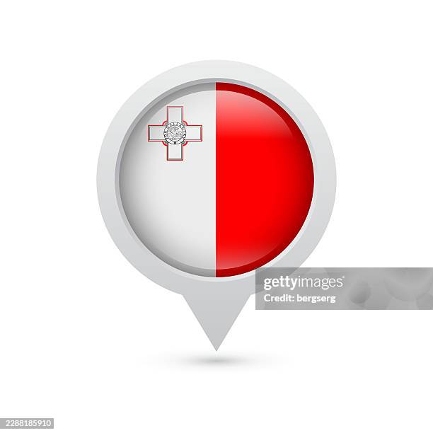 flag of malta. pin round icon. map pointer symbol. location marker. vector illustration - phone location tracking stock illustrations
