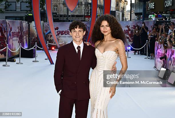 Tom Holland and Zendaya attend the "Spider-Man: Brand New Day" UK Premiere at the Odeon Luxe Leicester Square on July 29, 2026 in London, England.