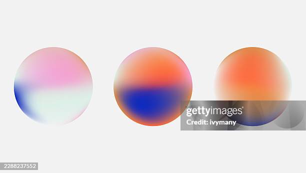 abstract color blurred gradient round button icon set - glass sphere stock illustrations