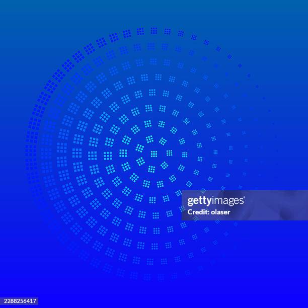 blue radial pattern with a gradual gradient background, composed of small square dots forming circular rings, transitioning from light to dark blue with soft edges and smooth texture. - green screen background stock illustrations