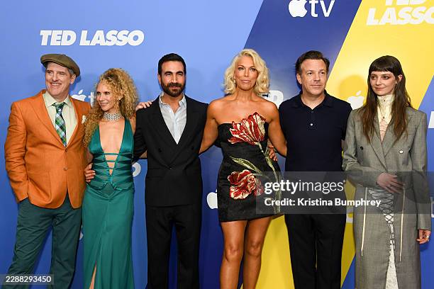 Brendan Hunt, Juno Temple, Brett Goldstein, Hannah Waddingham, Jason Sudeikis and Tanya Reynolds at Apple TV+'s "Ted Lasso" Season 4 New York...