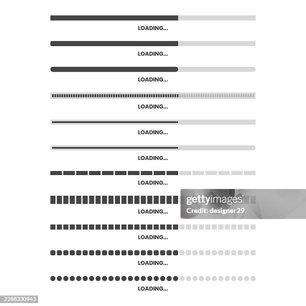 black loading progress bar vector elements set - website loading stock illustrations