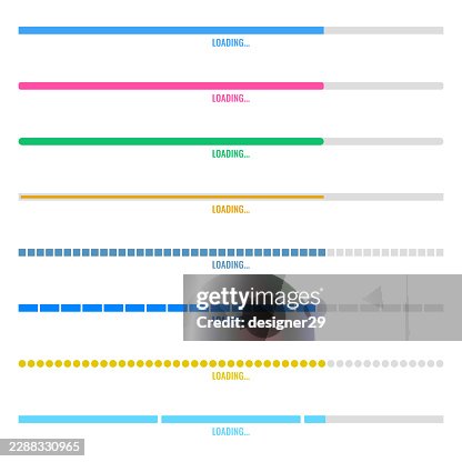 Colorful thin progress bar and loading indicator vector elements set Colorful thin progress bar and loading indicator vector elements set