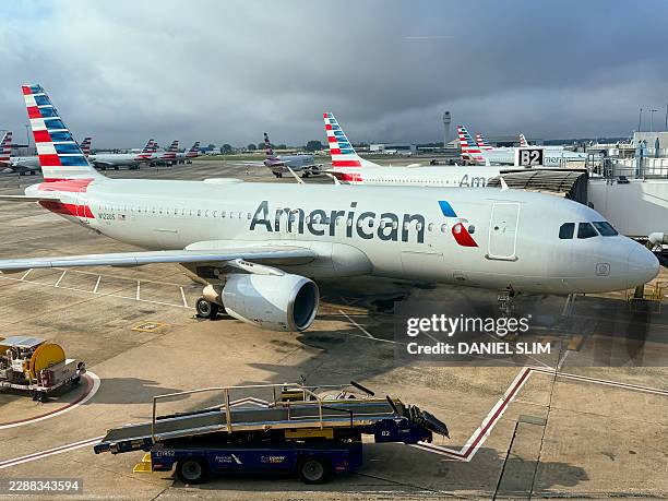 American Airlines planes seen at Charlotte Douglas International Airport on August 5, 2026 in Charlotte, North Carolina.