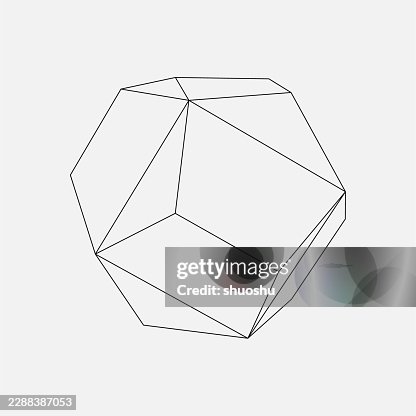 Abstract minimal 3D geometric polyhedron wireframe structure pattern symbol Abstract minimal 3D geometric polyhedron wireframe structure pattern symbol