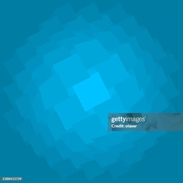 blue geometric pattern with layered translucent squares arranged in a circular, radiating composition on a solid teal background. - green screen background stock illustrations