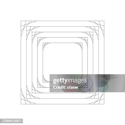 Nested thin gray square frames create a centered geometric pattern on a white background, with small angular corner line details adding a clean, minimalist architectural look. Nested thin gray square frames create a centered geometric pattern on a white background, with small angular corner line details adding a clean, minimalist architectural look.