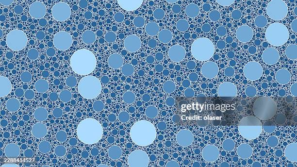blue background filled with many light blue circles and dots in varying sizes, creating a dense repeating pattern with a textured, bubbly appearance. - confetti flat lay stock illustrations