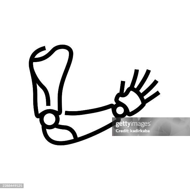 prosthetic arm line icon - hip replacement stock illustrations
