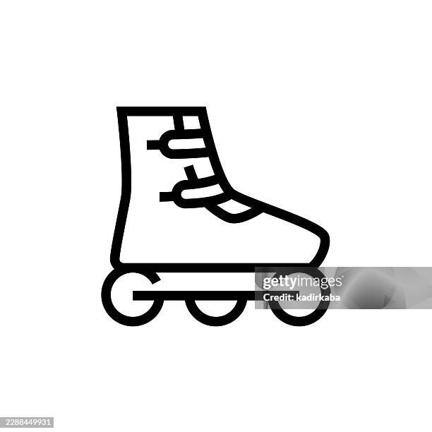 roller skating line icon - rollerskates stock illustrations