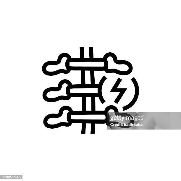spine pain line icon - cramp stock illustrations