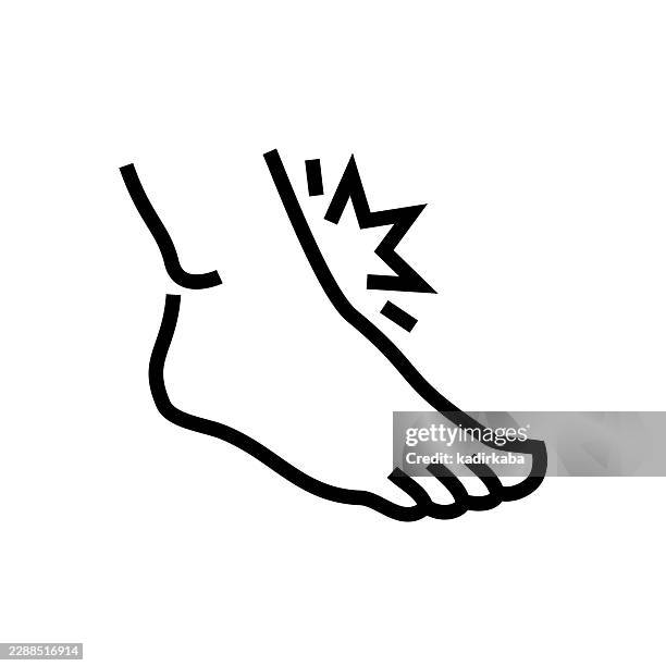 sprain line icon - runner feet stock illustrations