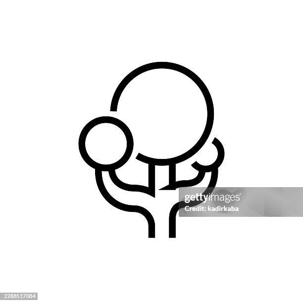 tree types line icon - big tree forest stock illustrations