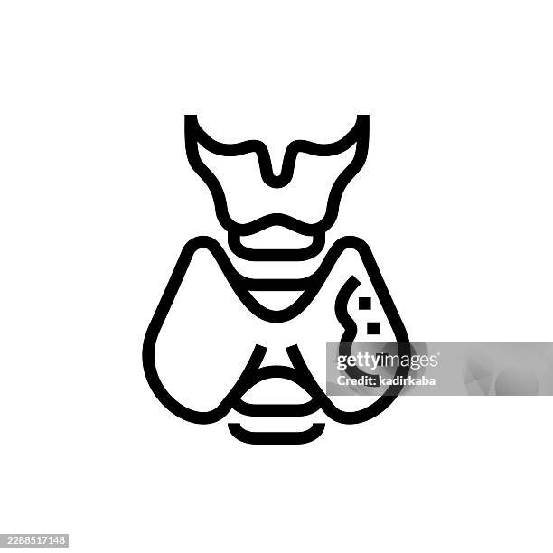 symbol der schilddrüsenkrebslinie - schilddrüsenüberfunktion stock-grafiken, -clipart, -cartoons und -symbole