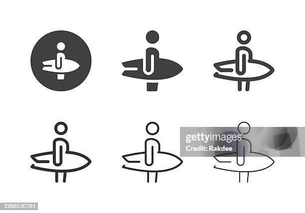 surfer icons - multi series - rowing team stock illustrations