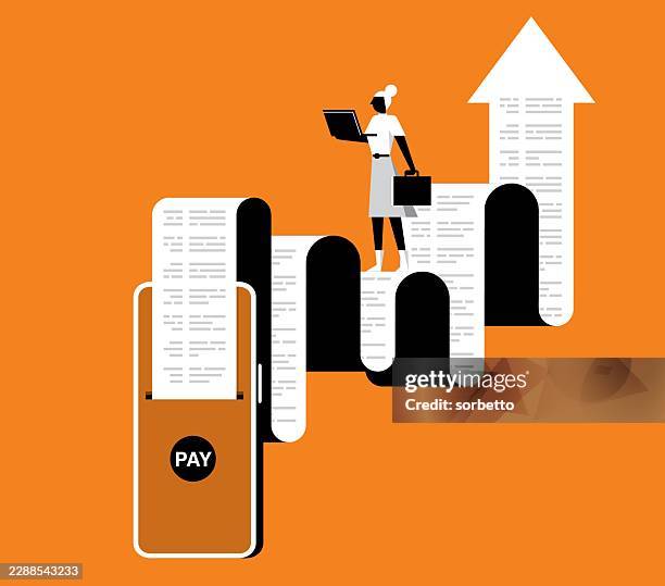 businesswoman - commodity prices - online payment - fee stock illustrations