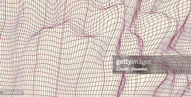 color wireframe mountain abstract technology background - 3d wireframe landscape stock illustrations
