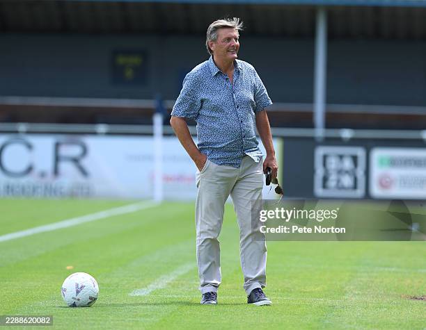 Solihull Moors chairman Darryl Eales looks on at half time during the pre-season friendly match between Solihull Moors and Northampton Town at The...