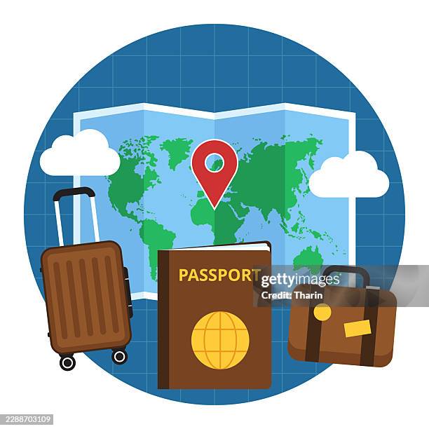 vacation concept - empty suitcase stock illustrations