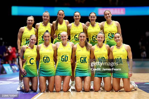 Bronze medalist of Team Australia pose for a photo after victory in the Bronze Medal Match between Team Australia and Team England on day ten of the...
