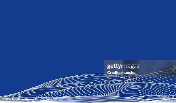 blue smooth line wireframe mountain landscape pattern abstract background - wireframe landscape stock illustrations
