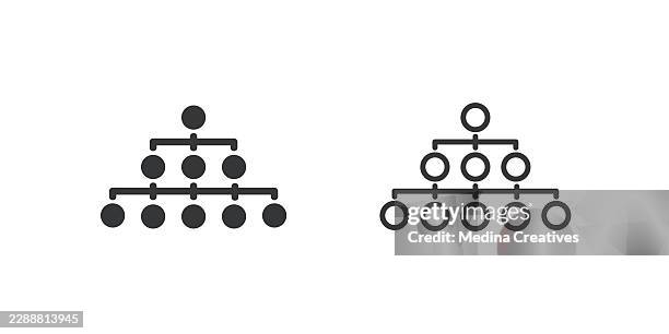 hierarchy organization structure icons. glyph solid and line series icon. - tech merger stock illustrations