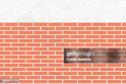 Bordered divided brickwall vector background with red bricks wall and plain blank simple light gray plastered whitewashed top edge border for copy space. Bordered divided brickwall vector background with red bricks wall and plain blank simple light gray plastered whitewashed top edge border for copy space.