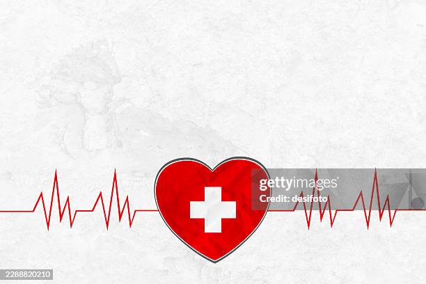 heart shape with plus sign symbol and electrocardiogram report zigzag wave pattern line like ecg over light gray white vector background with copy space for healthcare hospital medical reports tests exam related posters banners - checking heart beat stock illustrations
