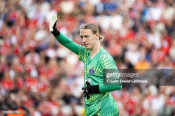 Matvey Safonov of Paris Saint-Germain during the during the pre-season friendly match between Paris Saint-Germain and Manchester United at Ullevi on...