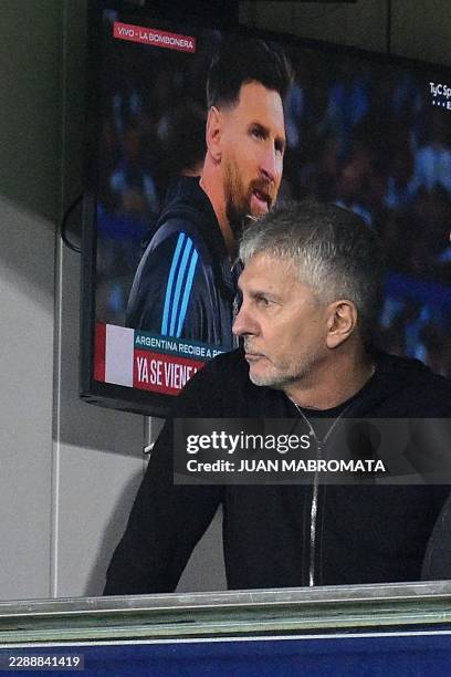 Argentina's forward Lionel Messi's father, Jorge Messi, waits for the start of the 2026 FIFA World Cup South American qualifier football match...