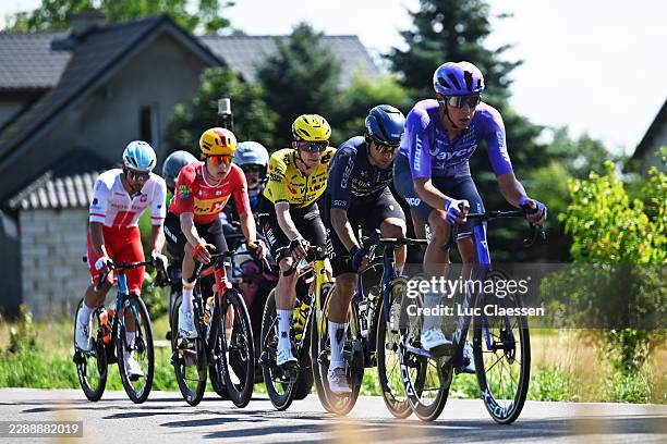 Bart Lemmen of Netherlands and Team Visma | Lease a Bike and Kamil Malecki of Poland and Team Pinarello Q36.5 Pro Cycling compete in the breakaway...