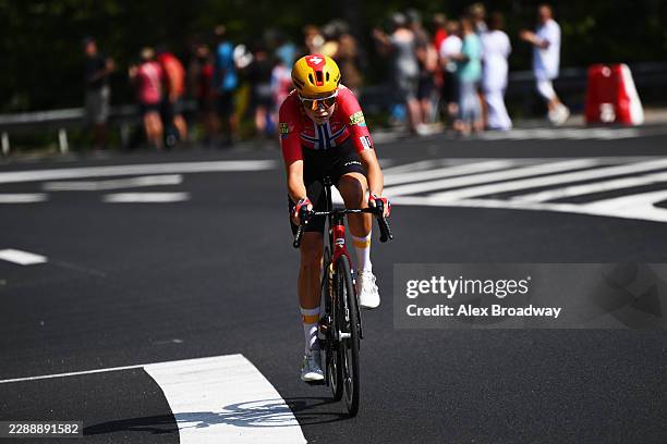 Sigrid Ytterhus Haugset of Norway and Team Uno-X Mobility attacks during the 5th Tour de France Femmes 2026 - Stage 3 a 156.5km stage from Geneva to...