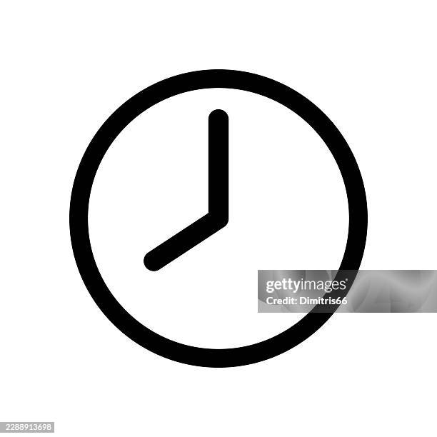 clock simple icon with editable stroke - checking time office stock illustrations