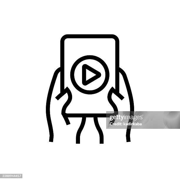 video app line icon - touchscreen panel stock illustrations