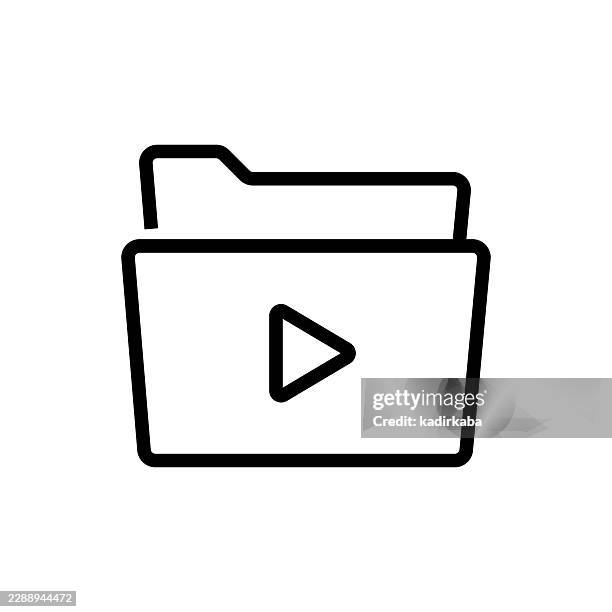 video folder line icon - animation icon stock illustrations