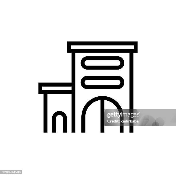 villa line icon - mansion pool stock illustrations