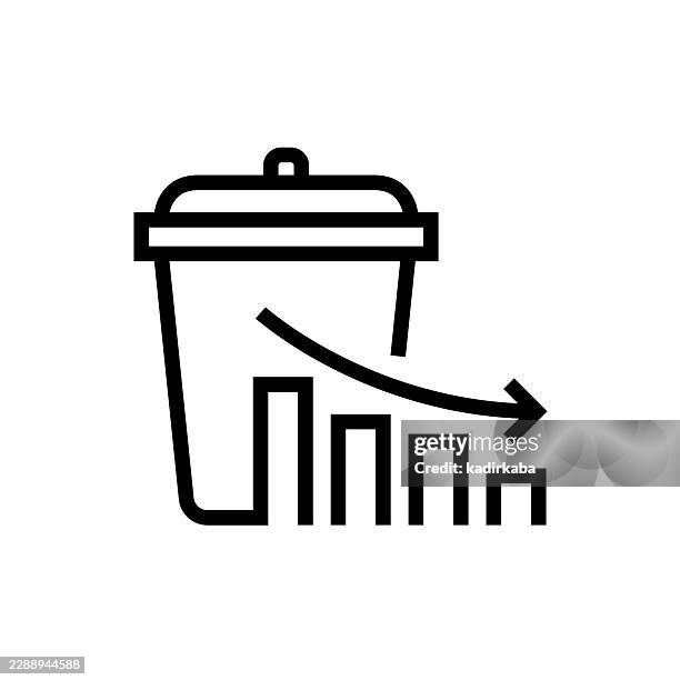waste reduction line icon - reduce plastic stock illustrations
