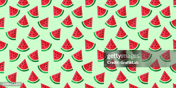 horizontal pattern consisting of a large number of small triangle watermelon slices - textile factory stock illustrations