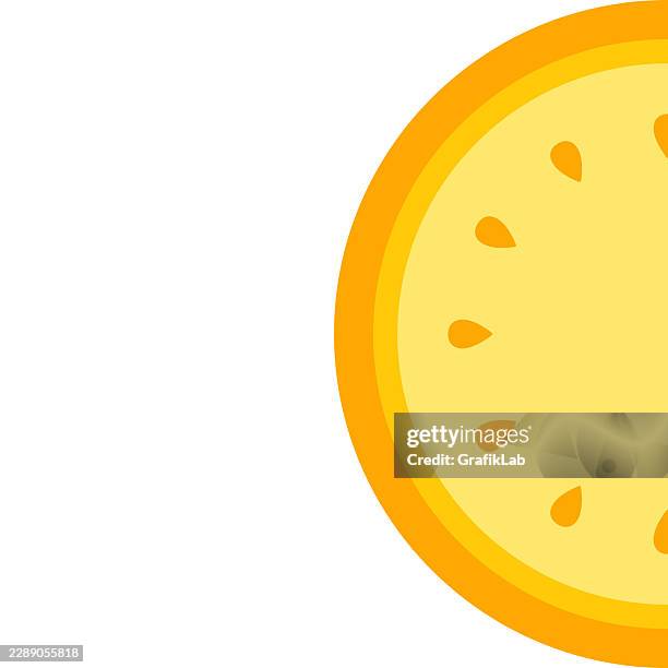 sliced fresh melon section positioned on the edge - melon slice on white stock illustrations